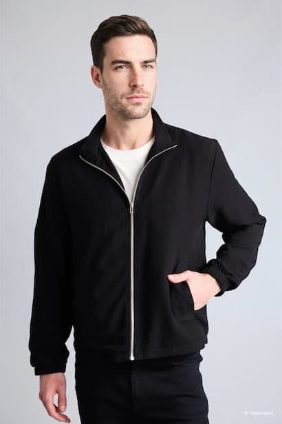 Linen Blend Regular Fit Stand Collar Jacket (3)