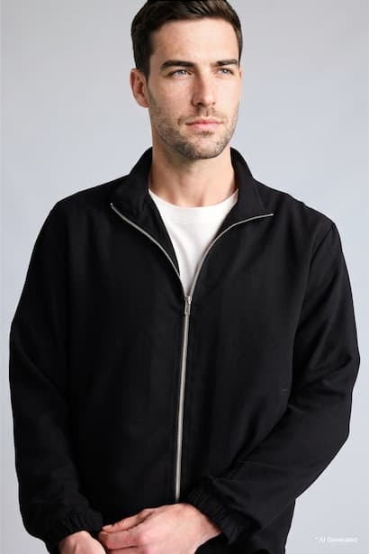 Linen Blend Regular Fit Stand Collar Jacket (4)