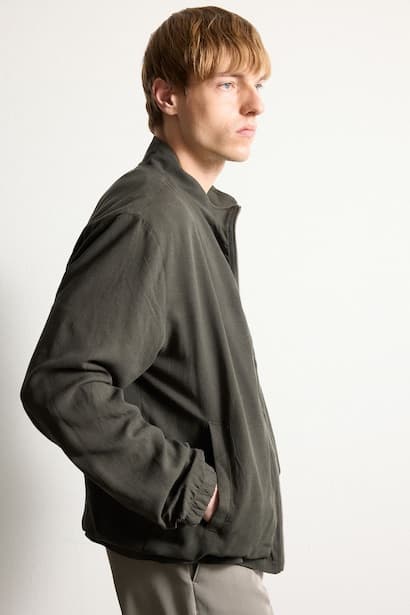 Linen Blend Regular Fit Stand Collar Jacket (4)