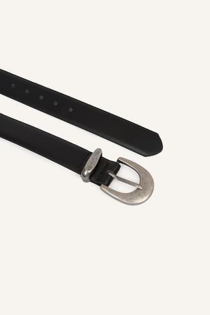 Woman Large Buckle Faux Leather Belt (٣)