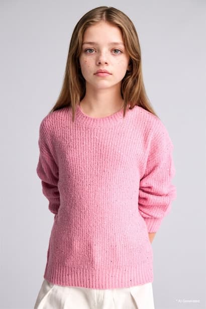 Girl Basic Ribbed Knit Crew Neck Pullover (3)