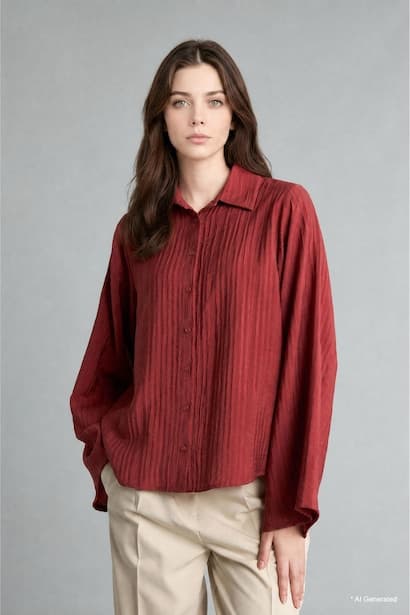 Relaxed Fit Textured Striped Long Sleeve Tunic