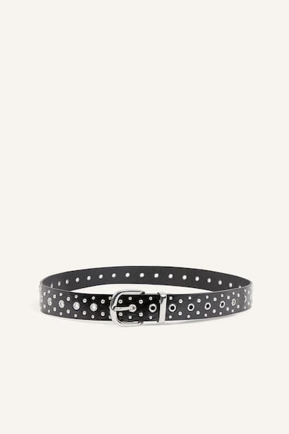 Woman Rectangular Buckle Faux Leather Black Belt