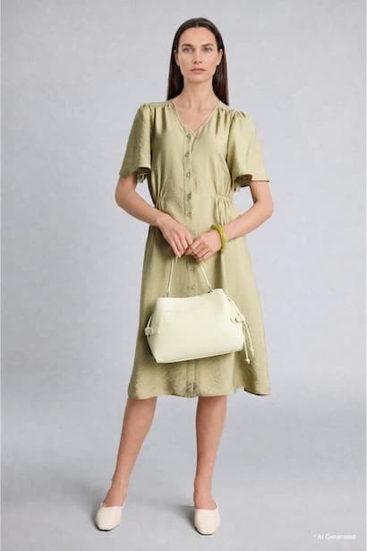 A Cut V-Neck Butterfly Sleeves Dress