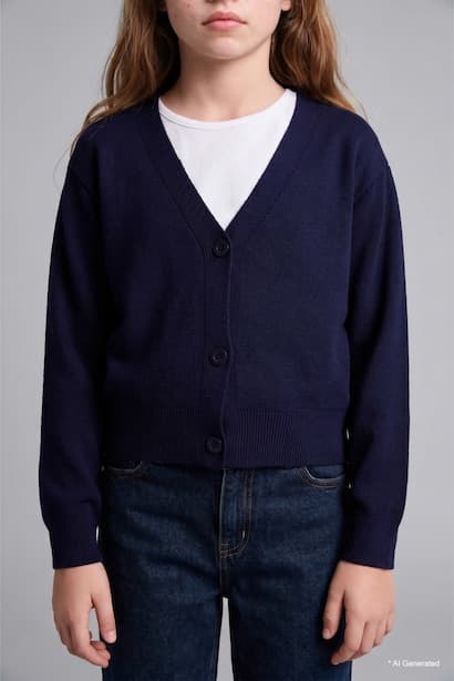 Girl V-Neck Buttoned Knit Cardigan (٤)