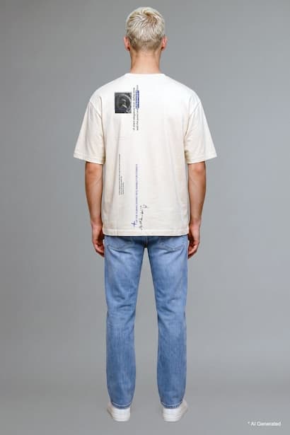 100% Cotton Boxy Fit Label Detail T-Shirt