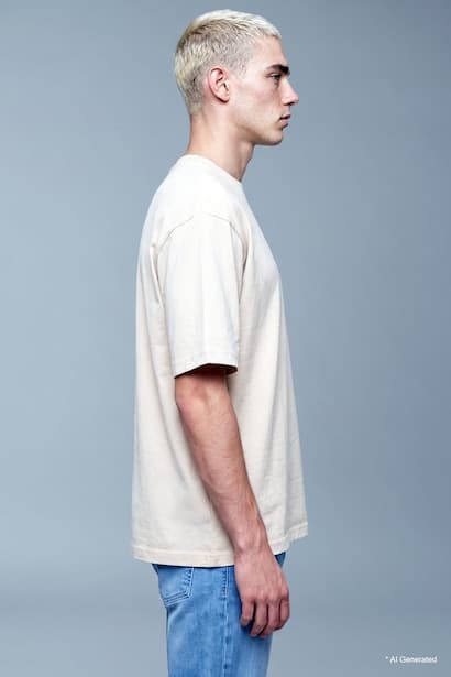 100% Cotton Boxy Fit Label Detail T-Shirt (٣)