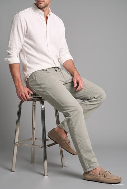 Normal Waist Tapered Fit Long Trousers (٣)
