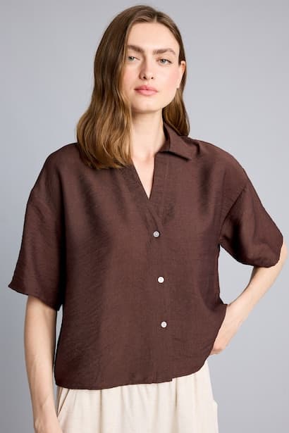 Regular Fit Shirt Collar Short Sleeve Shirt (٣)