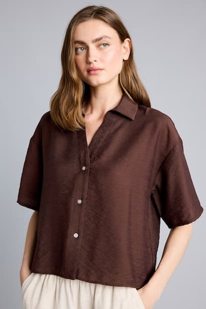 Regular Fit Shirt Collar Short Sleeve Shirt (٤)