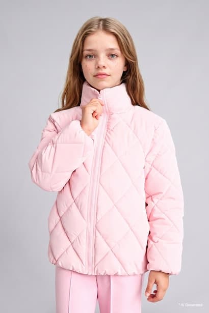 Girl Waterproof Stand Collar Puffer Jacket Coat