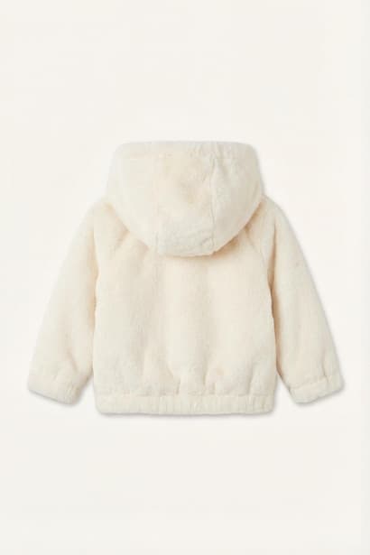 Baby Girl Plush Hooded Zip-Up Jacket Coat (٤)