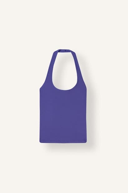 Fitted Ribbed Cotton Halter Neck Tank Top Tank Top & Crop Top