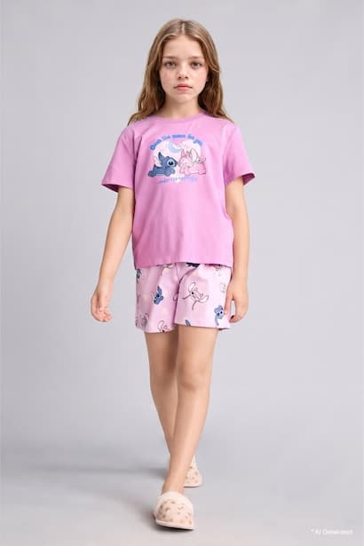 2 piece Regular Fit Lilo & Stitch Knitted Pyjamas Homewear