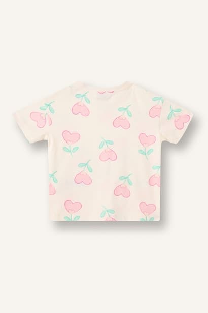 Baby Girl Relax Fit Printed Cotton T-Shirt (٣)