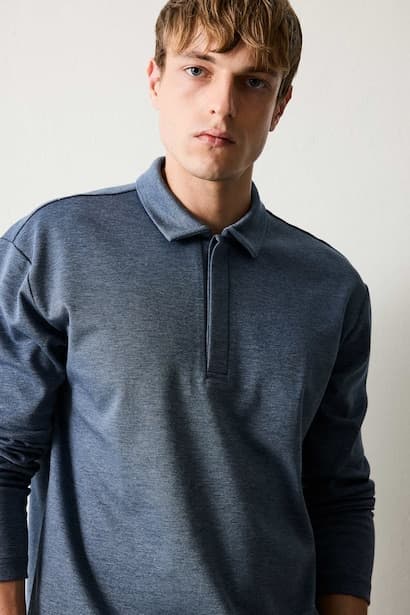 Polo Collar Long Sleeve Sweatshirt (3)