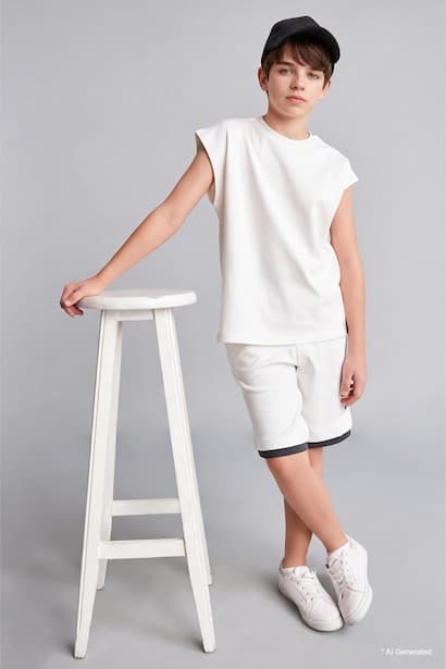 Boy Oversize Fit Elastic Waist Shorts