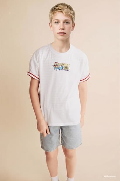 Boy 100% Cotton SpongeBob Back Print Oversize T-Shirt