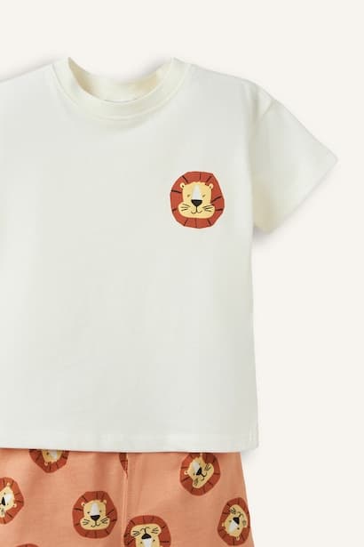 Baby Boy Lion Print T-Shirt Lion Pattern Shorts 2 Piece Set (3)