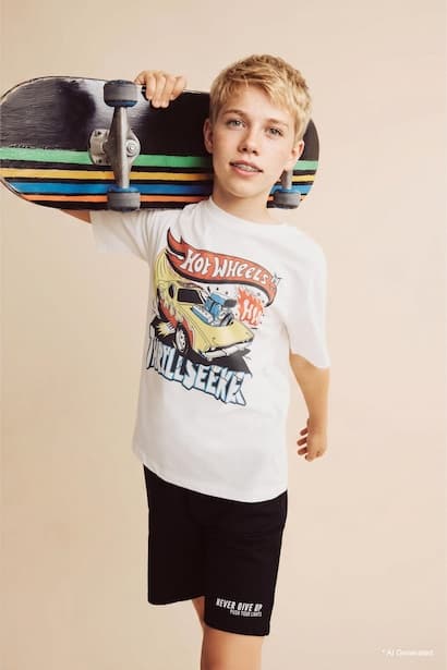 Boy 100% Cotton Hot Wheels Oversize Crew Neck T-Shirt