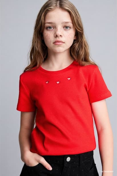 Girl Regular Fit Ribbed Short Sleeve T-Shirt
