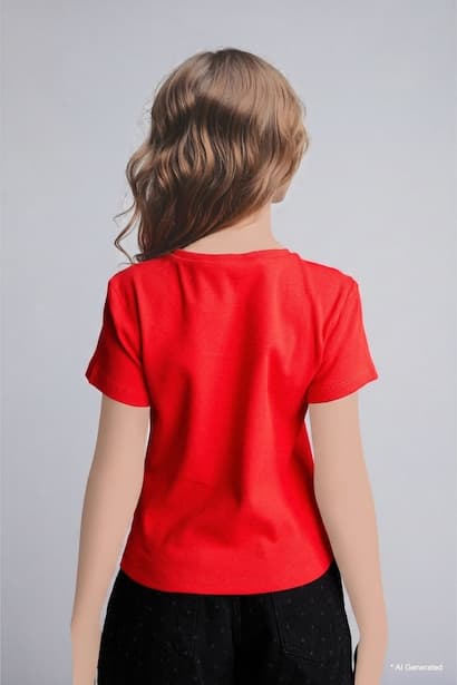 Girl Regular Fit Ribbed Short Sleeve T-Shirt (4)