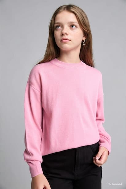 Girl Regular Fit Dark Pink Pullover (3)