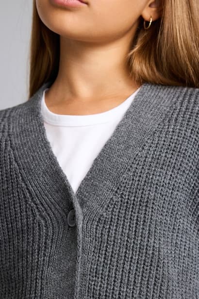 Girl Ribbed Knit Basic Cardigan (4)