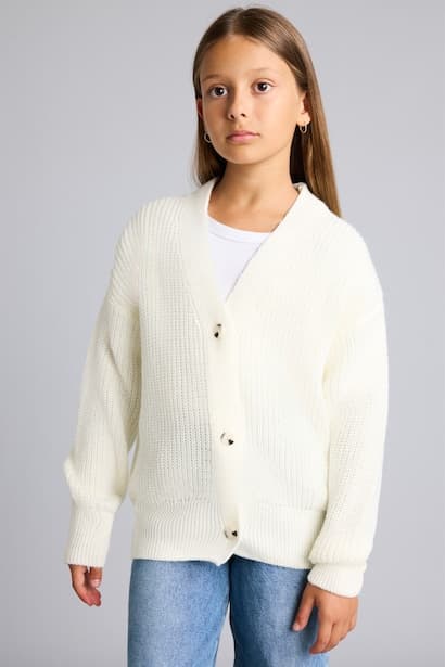 Girl Ribbed Knit Basic Cardigan (3)