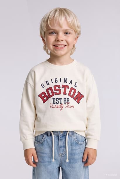100% Cotton Crew Neck Printed Sweatshirt