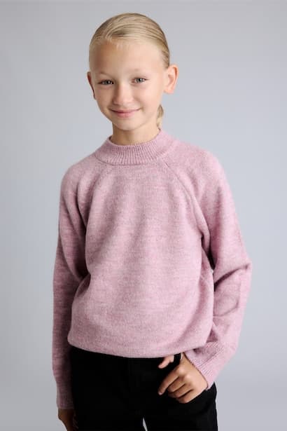 Girl Raglan Sleeve Crew Neck Basic Knit Pullover