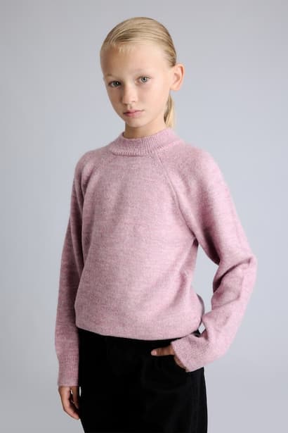 Girl Raglan Sleeve Crew Neck Basic Knit Pullover (3)