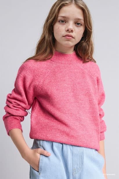 Girl Raglan Sleeve Crew Neck Basic Knit Pullover