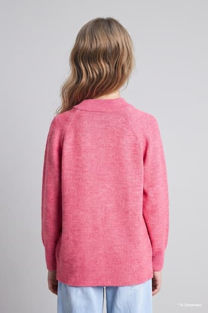 Girl Raglan Sleeve Crew Neck Basic Knit Pullover (4)