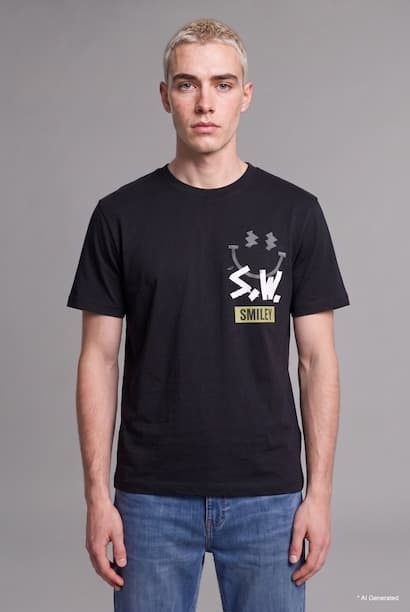 100% Cotton Boxy Fit SmileyWorld Printed T-shirt (٣)