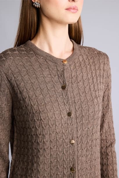 Regular Fit Beige Crew Neck Cardigan (4)