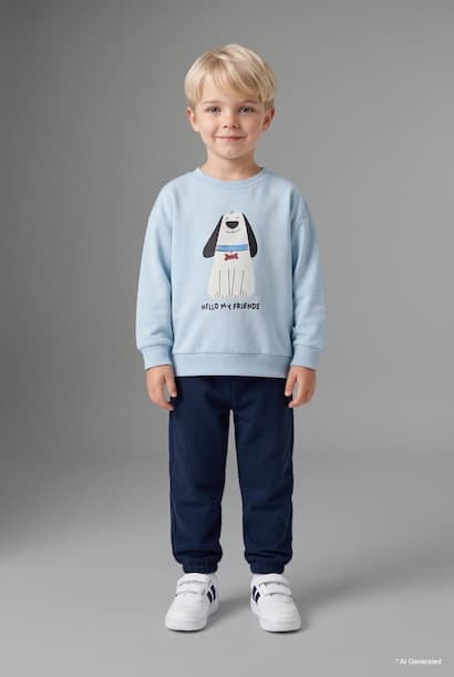 Baby Boy 100% Cotton Printed Top Sweatpants 2 Piece Set