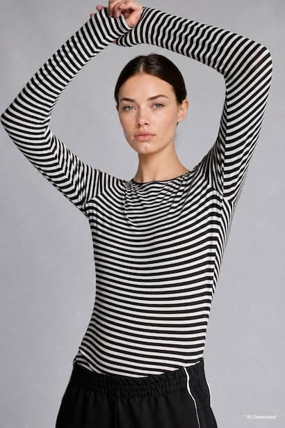 Striped Crew Neck Long Sleeve T-Shirt