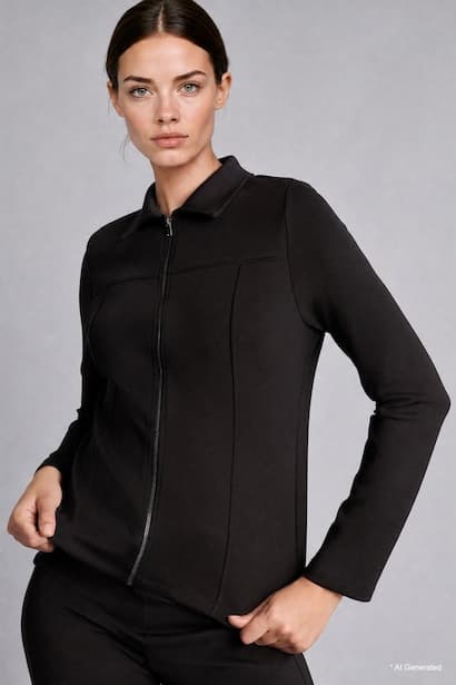 Standard Fit Scuba Fabric Polo Collar Sports Top