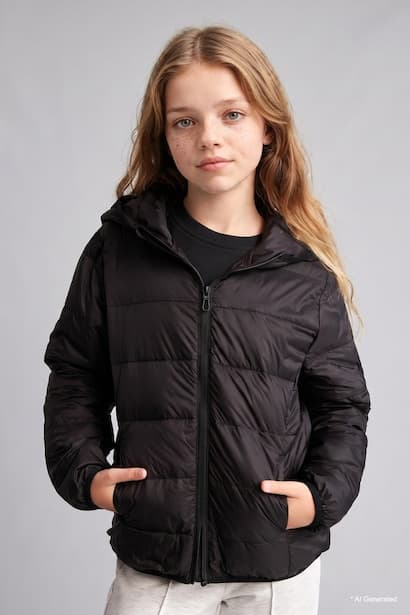 Girl Waterproof Hooded Down Puffer Jacket