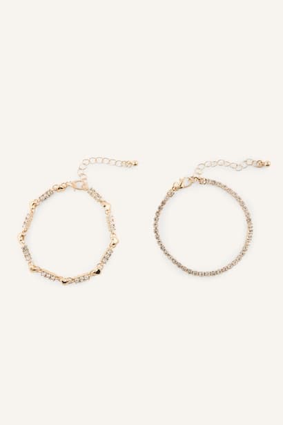 Woman 2-Pack Gold Stone Bracelets