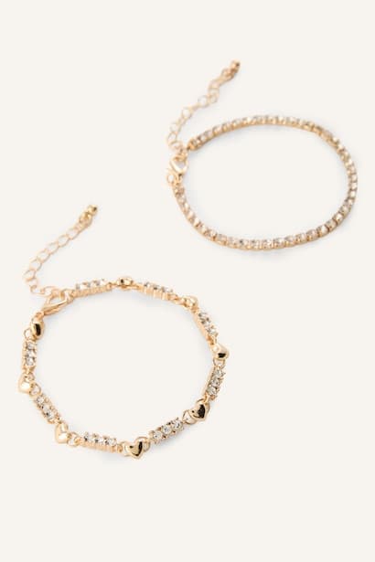 Woman 2-Pack Gold Stone Bracelets Jewellery (٣)