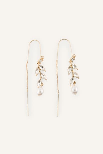 Woman Gold Stone Earrings