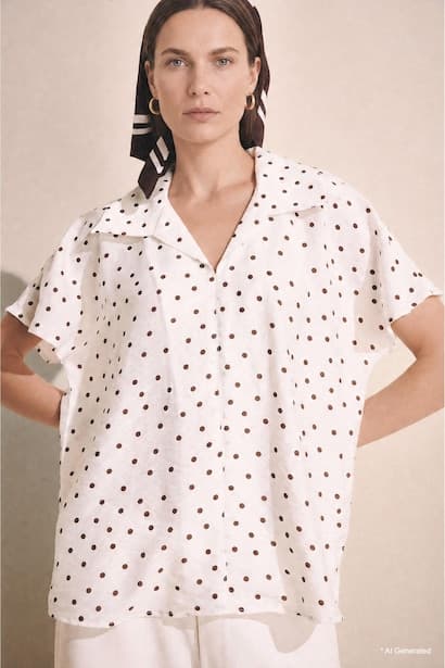 Relax Fit Printed Short Sleeve Blouse