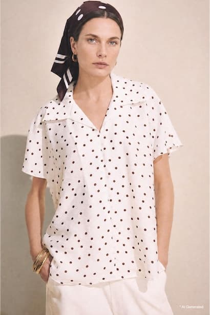 Relax Fit Printed Short Sleeve Blouse (٣)