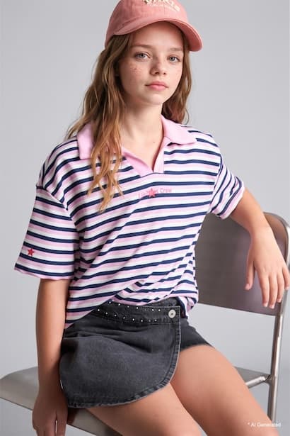 Girl Patterned Polo T-Shirt