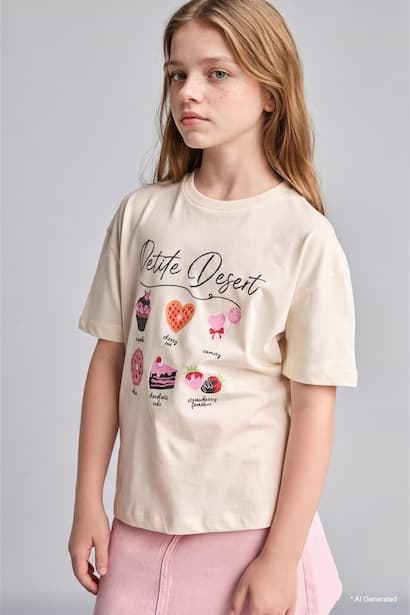 Girl Crew Neck Short Sleeve T-Shirt