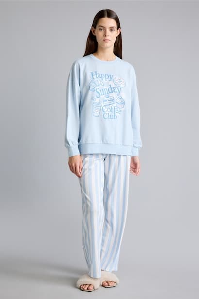 100% Cotton Regular Fit 2 Piece Pyjama Set Homewear Set