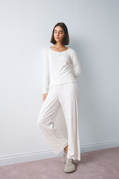 Regular Fit Patterned 2 Piece Pyjama Set Homewear Set