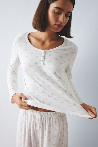 Regular Fit Patterned 2 Piece Pyjama Set Homewear Set (٣)